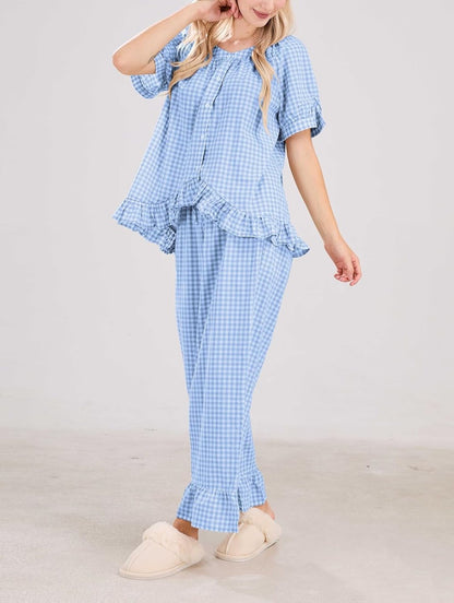 Women's  2 Piece Gingham Pajama Set
