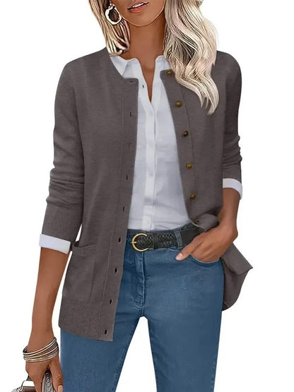 Women's 2026 Fall Casual Long Sleeve Crewneck Cardigans