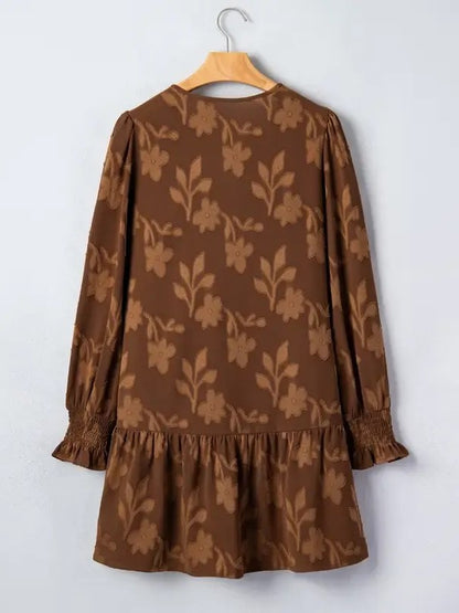 Women's Floral Casual Long sleeve Shift Mini Dress