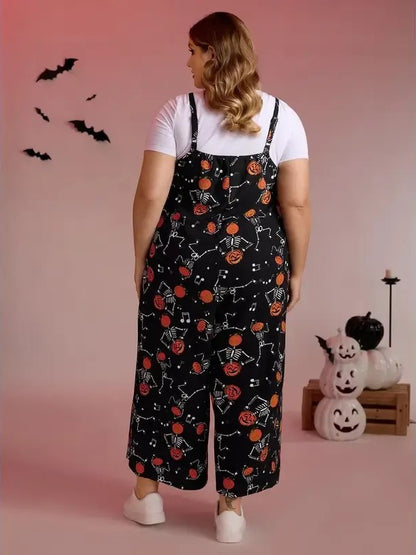 Women's Pumpkin Skeleton Pajama Jumpsuit