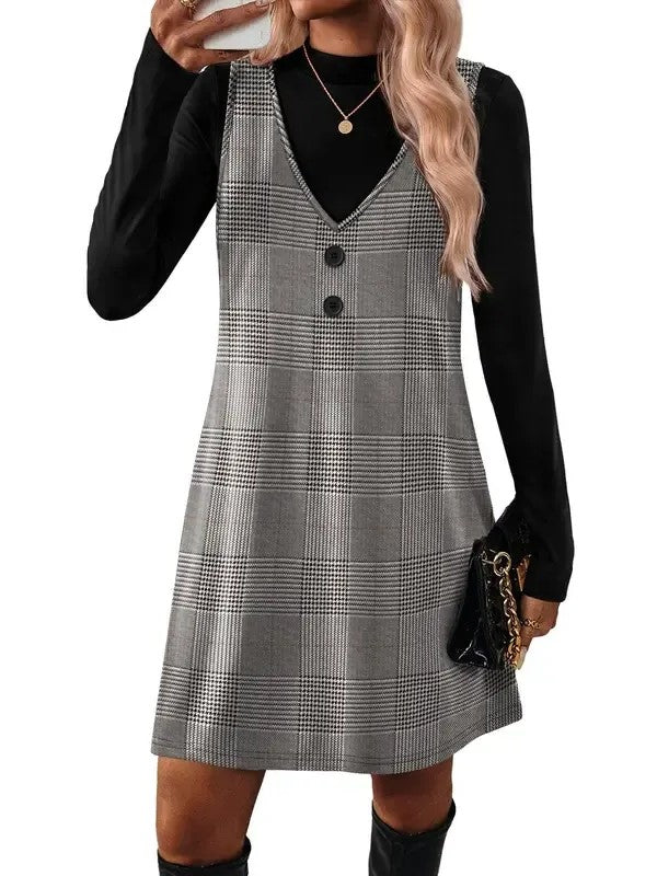 Women 's V Neck Sleeveless A Line Dress Set