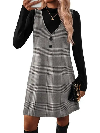 Women 's V Neck Sleeveless A Line Dress Set
