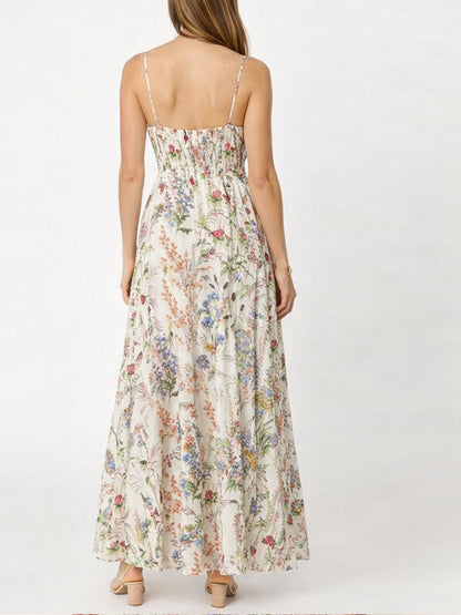 Women's Boho Floral Print Sleeveless Maxi Dress