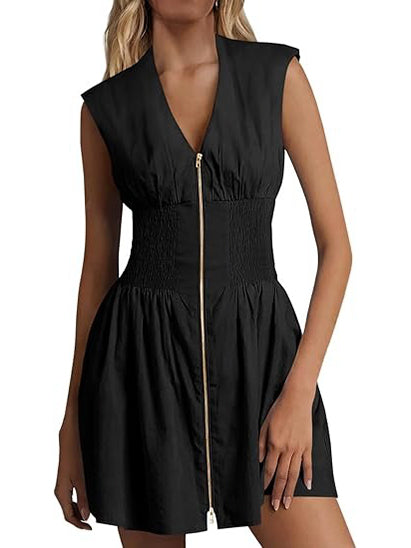 Women's Utility Style Zip Front Tank Dress