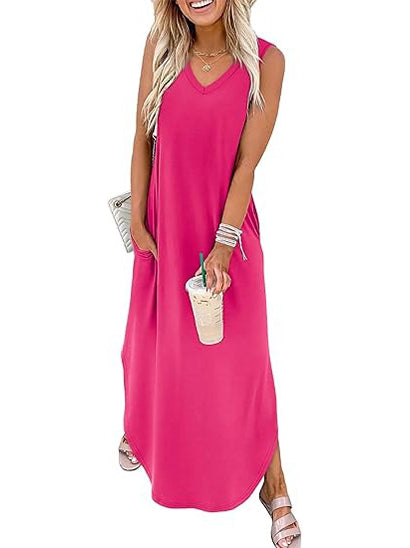 Women's Sleeveless V-Neck Summer Beach Sundress
