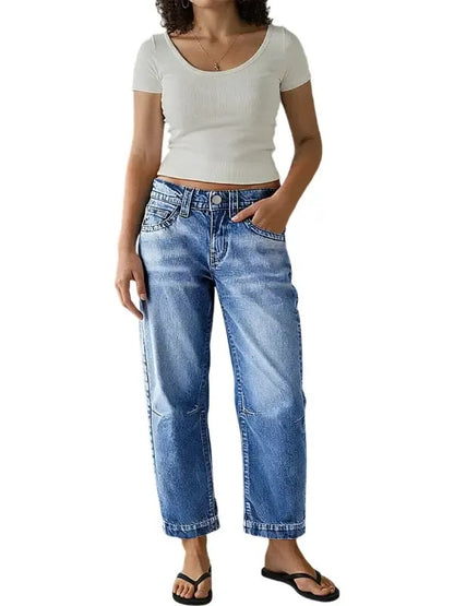 Women's Baggy Cropped Denim Jeans