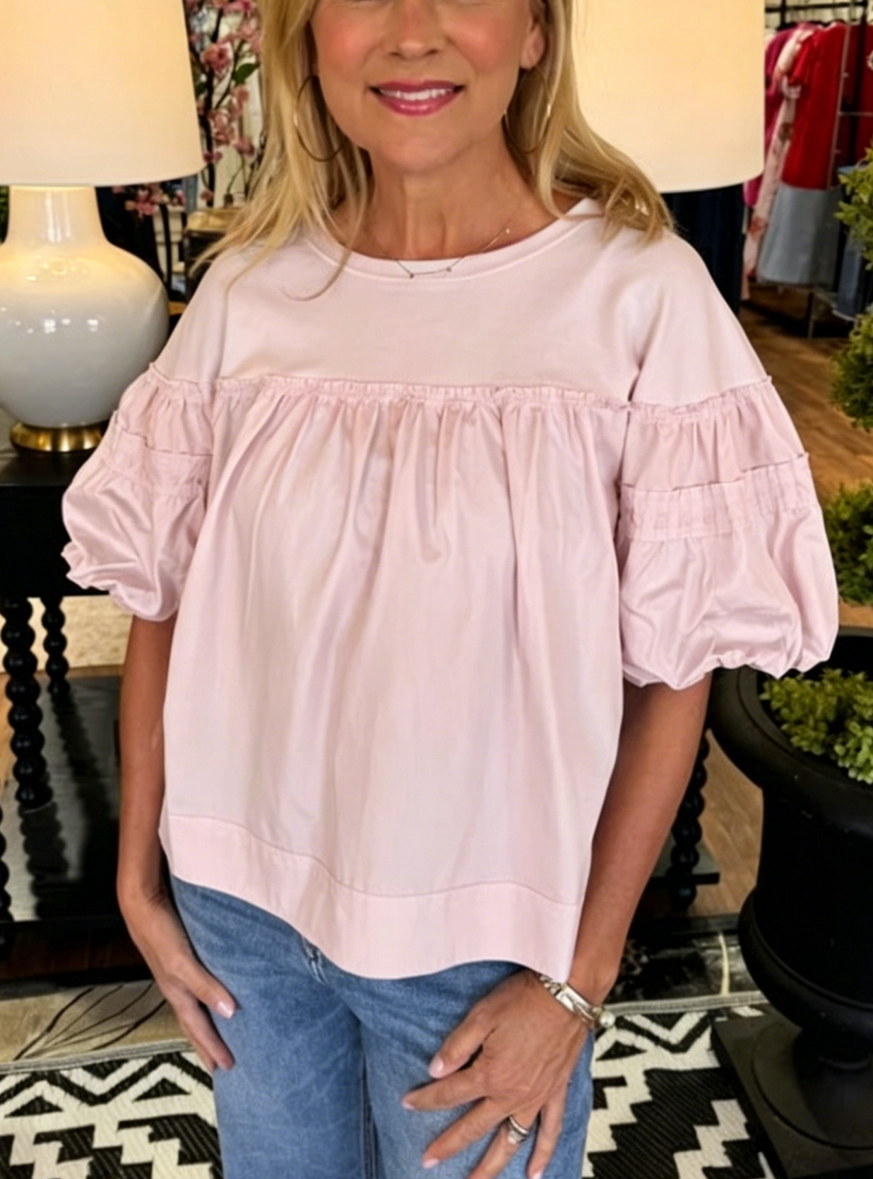 Women's Relaxed Fit Puff Sleeve Casual Top