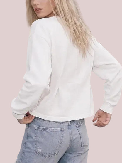 Women's Basic Long Sleeve Cinched Waist Sweatshirt