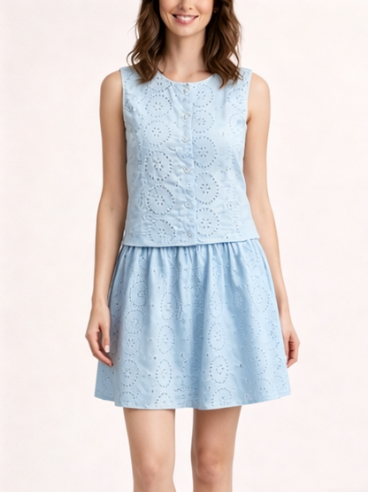 Women's Graceful Hollow-Out Sleeveless Two-Piece Dress
