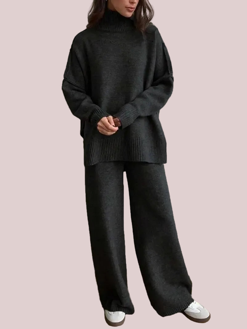 Women's 2 Pcs Solid Color Sweater Set for Autumn Winter