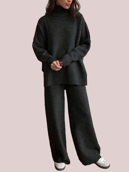 Women's 2 Pcs Solid Color Sweater Set for Autumn Winter