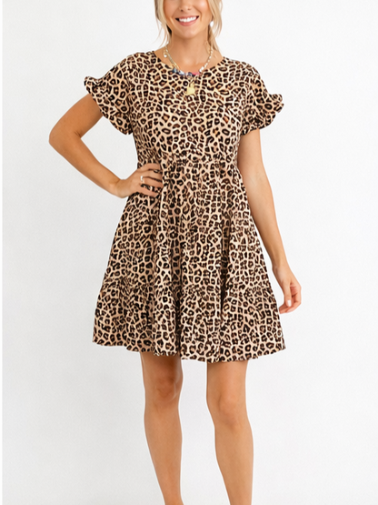 Women's Spring & Summer Leopard Print Ruffle Dress
