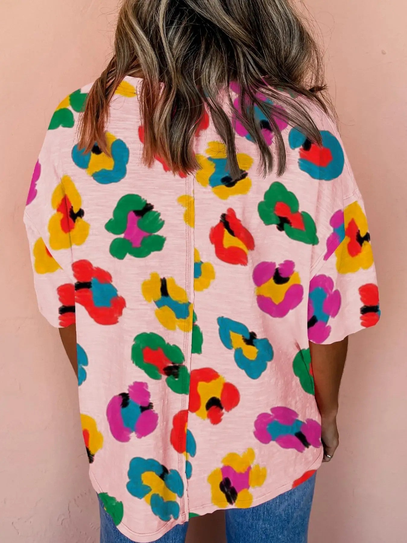 Women's Colorful Leopard Print Short Sleeve T-Shirt