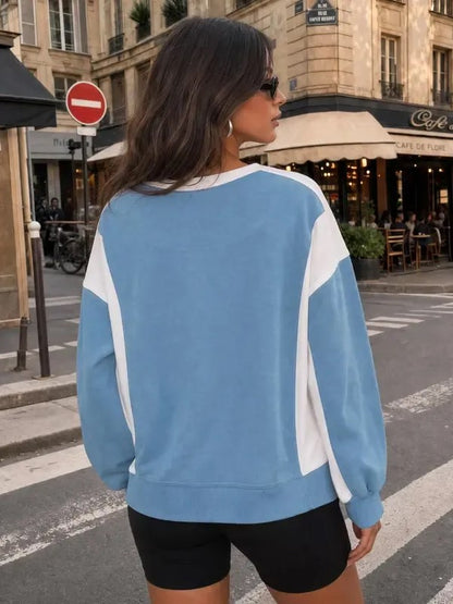 Women's Contrast Patchwork Soft Daily Basic Top