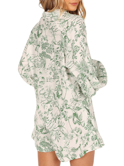 Women's Botanical Print Button Romper