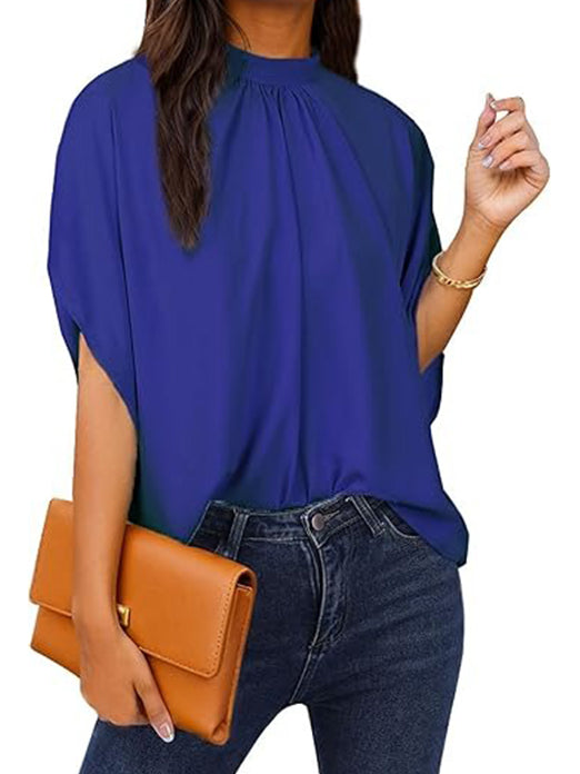 Women's Mock Neck Batwing Sleeve Blouse