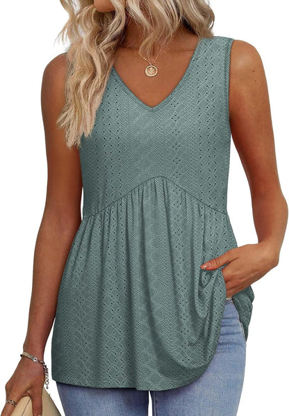 Women's V Neck Printed Tank Top