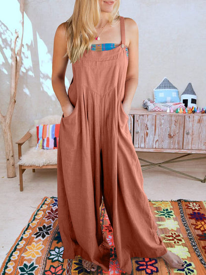 Sleeveless Wide Leg Jumpsuit with Pockets