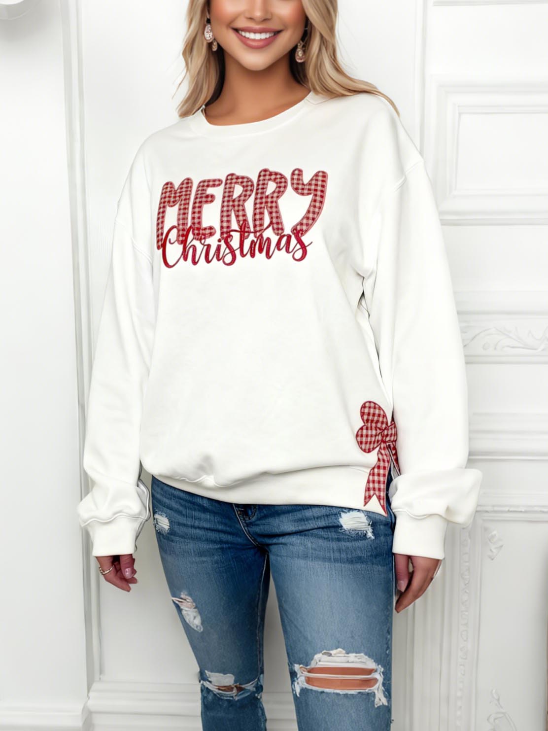 Women's Christmas Bow Sweatshirt
