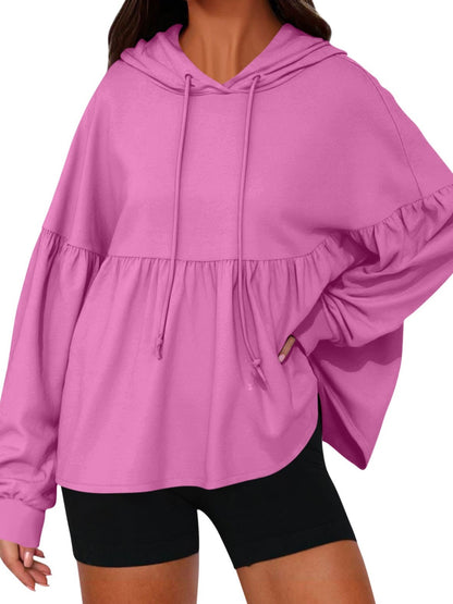 Women's Casual Pleated Tiered Ruffle Hoodies Sweatshirts