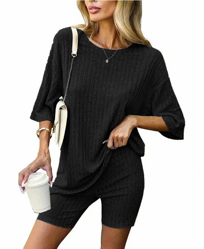 Women's Ribbed Summer Two Piece Lounge Set