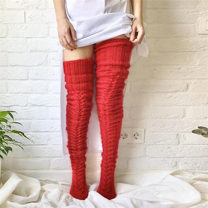 Winter Warm Over Knee Extra Long Knitted Socks
