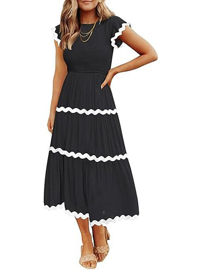 Women's Contrast Ric Rac Maxi Dress
