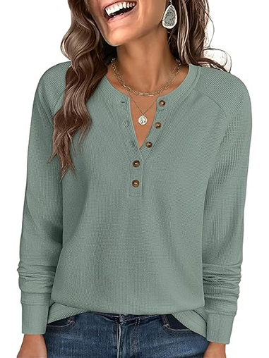 Women's Long Sleeve Waffle Knit Shirt