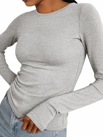 Women’s Stretchy Basic Long‑Sleeve Blouse