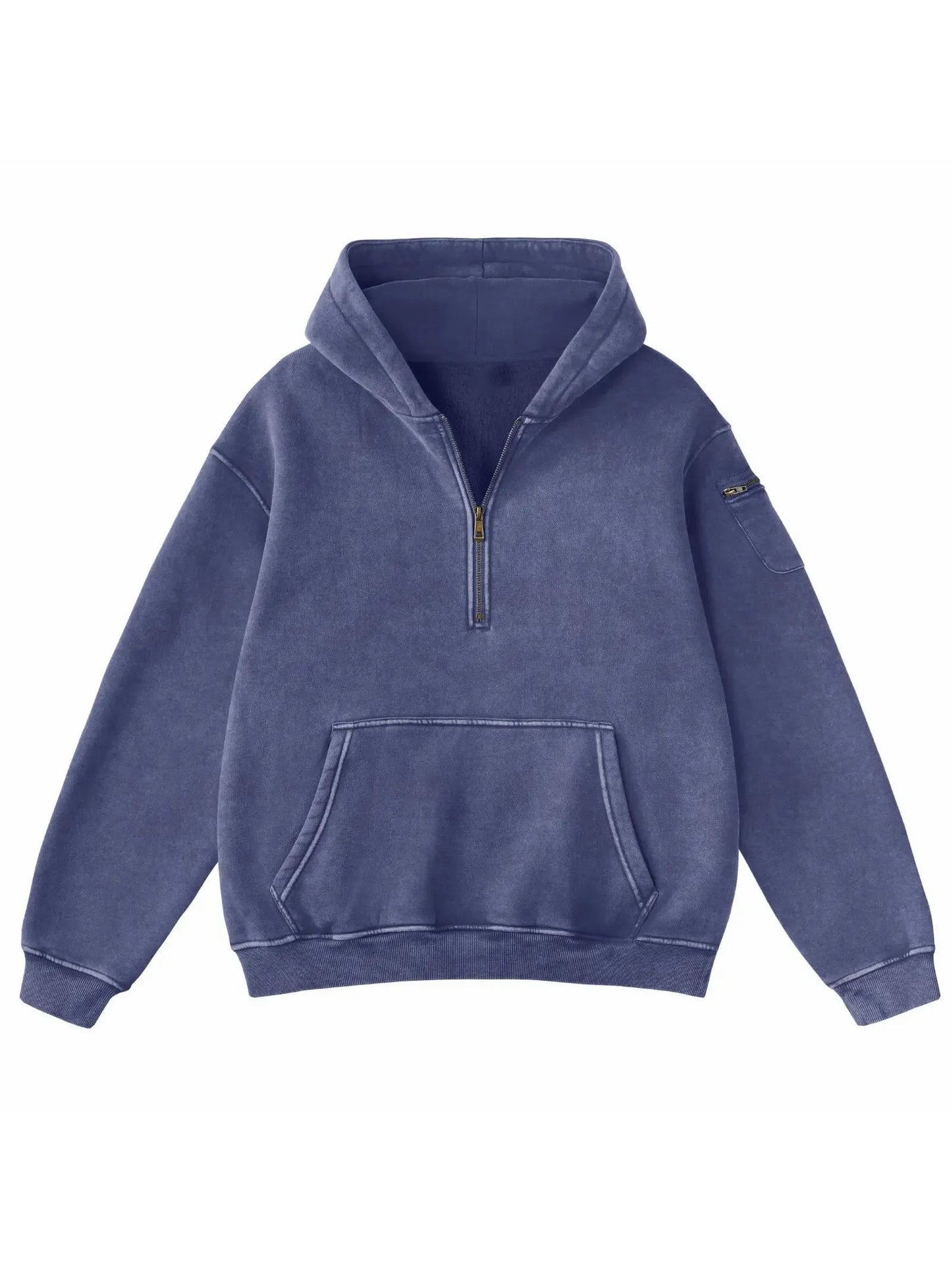 Vintage Half‑Zip Pocket Hoodie