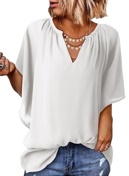 Women's Lightweight V Neck Flowy Blouse