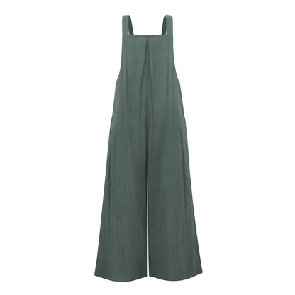 Pocketed Cotton And Linen Breathable Wide Leg Pants