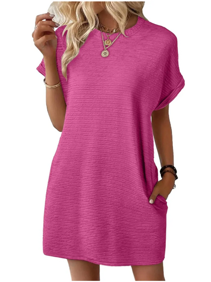 Women's Relaxed Fit Textured Tee Dress