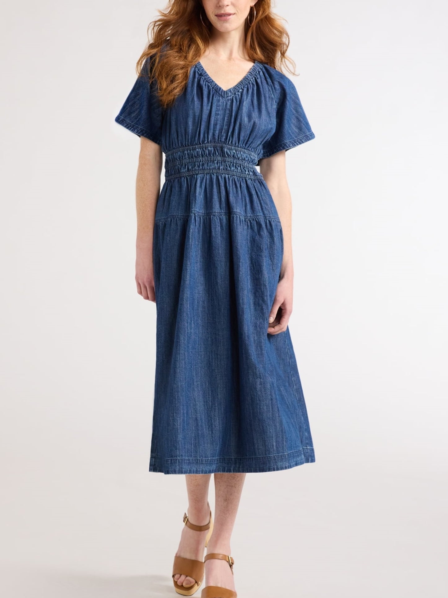 Women's Lightweight Denim Midi Dress