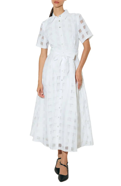 Women's Button Down Organza Maxi Shirt Dress