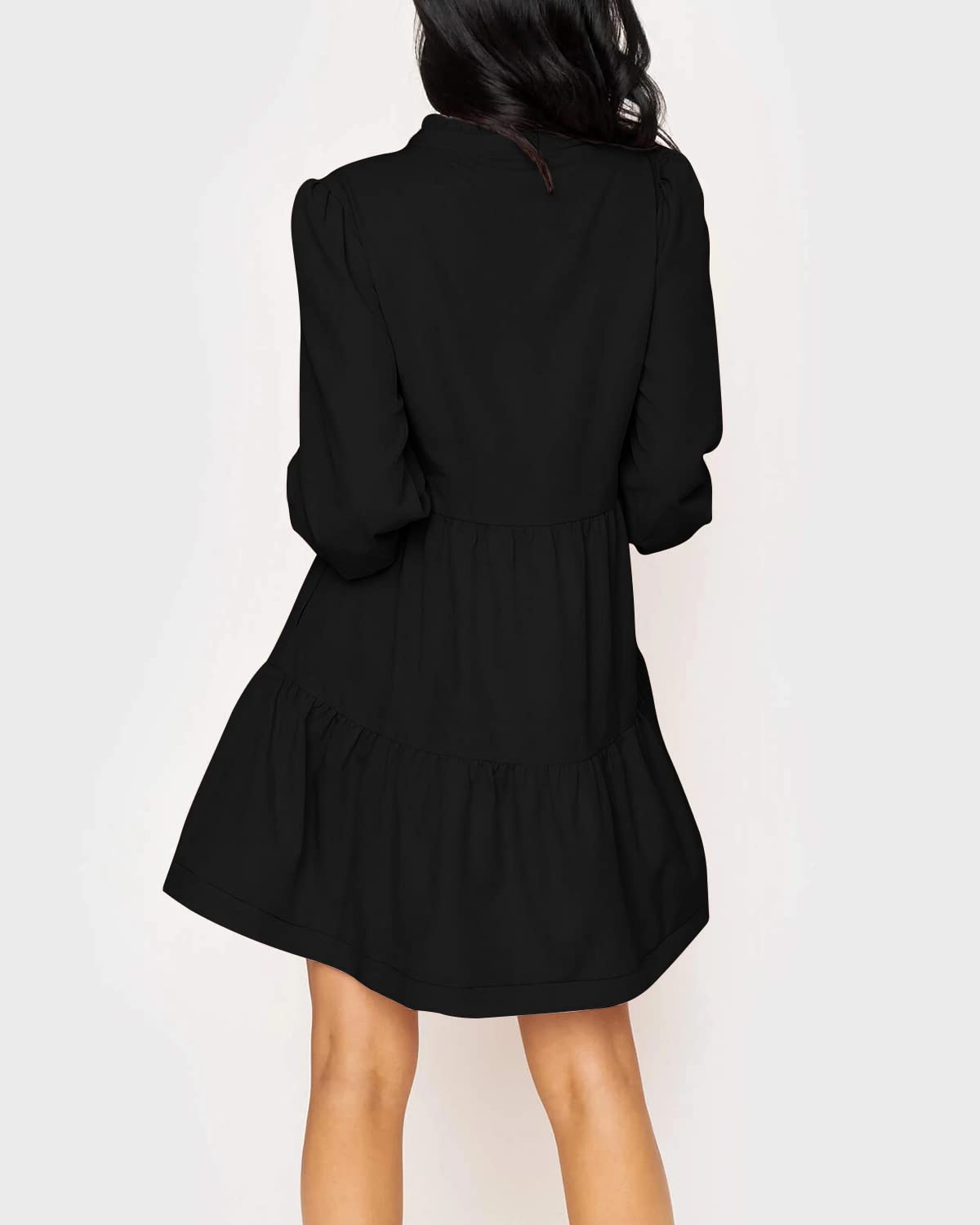 Women's V-Neck Long Sleeve Ruffle Tiered Dress