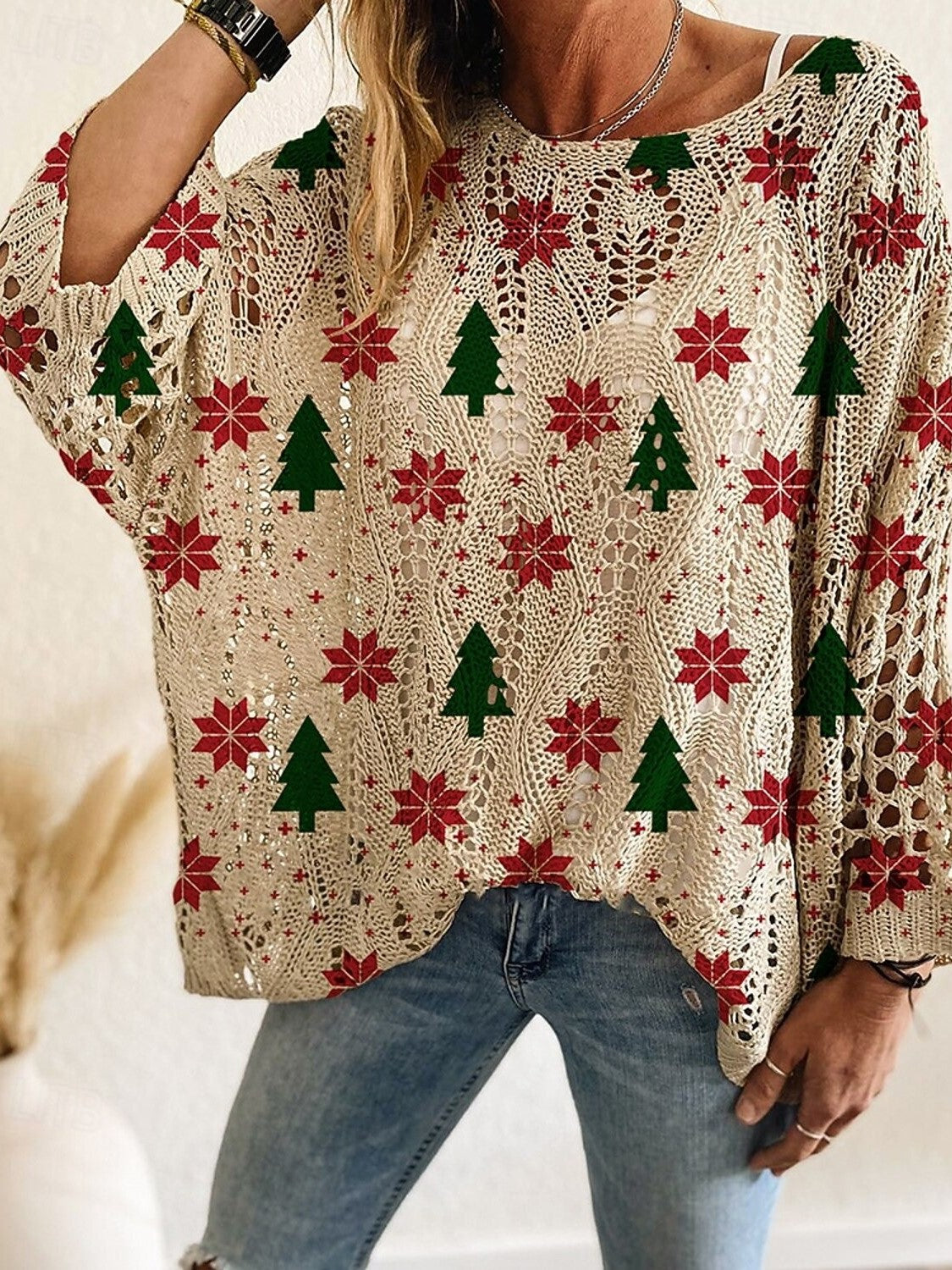 Women's Soft Crocheted Sweater