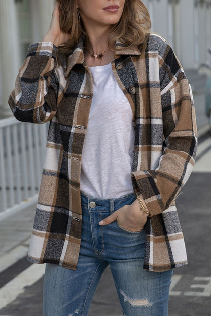 Plaid Print Button Through Shacket