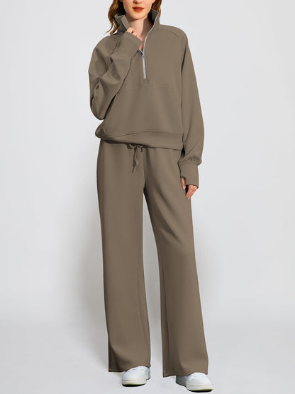 Women's Oversized Half Zip 2 Piece Sweatsuit Set
