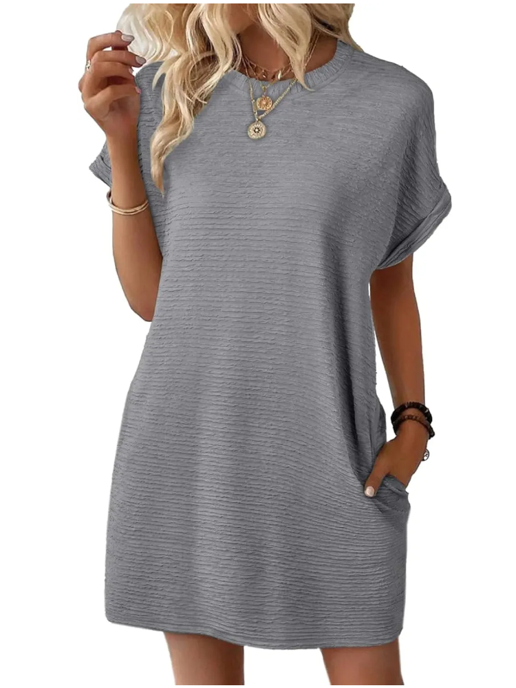 Women's Relaxed Fit Textured Tee Dress
