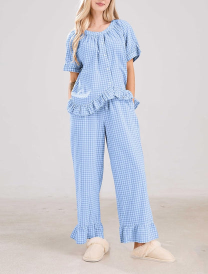 Women's  2 Piece Gingham Pajama Set