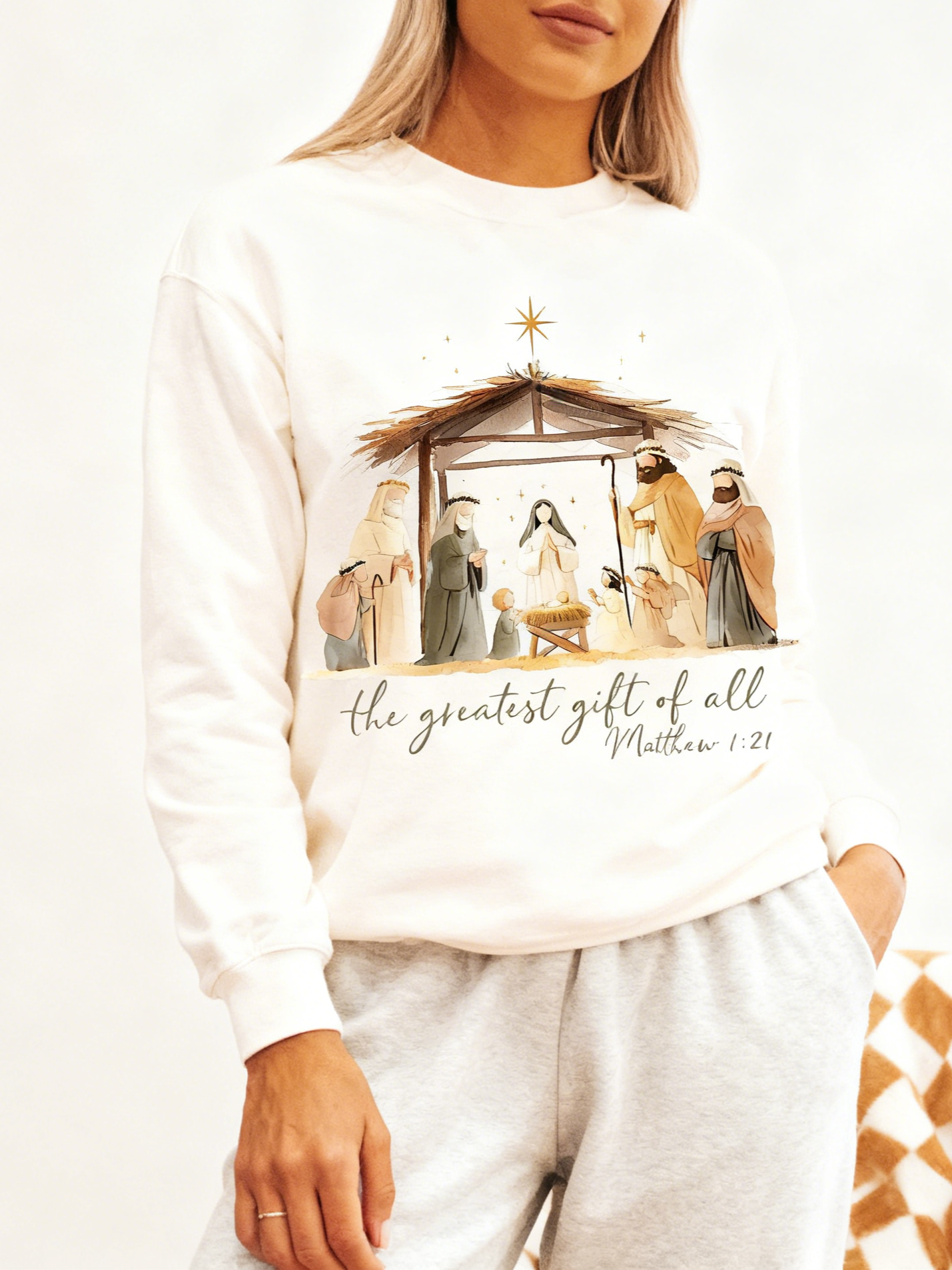 Women's Nativity Print Sweatshirt