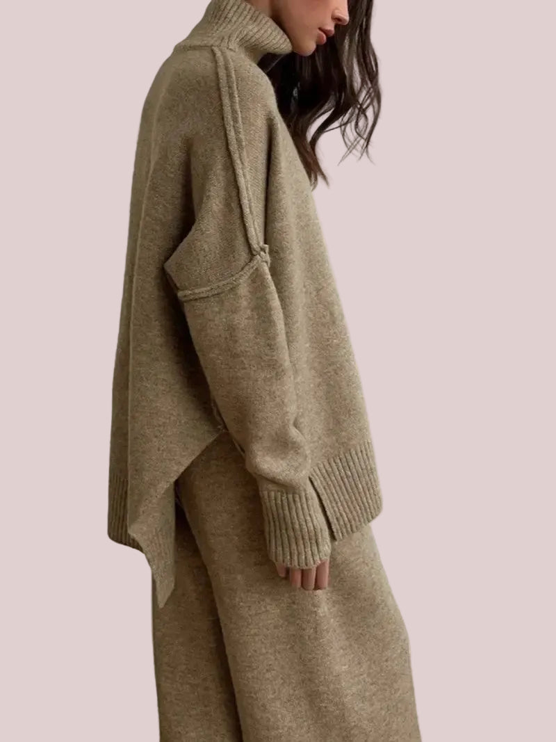 Women's 2 Pcs Solid Color Sweater Set for Autumn Winter