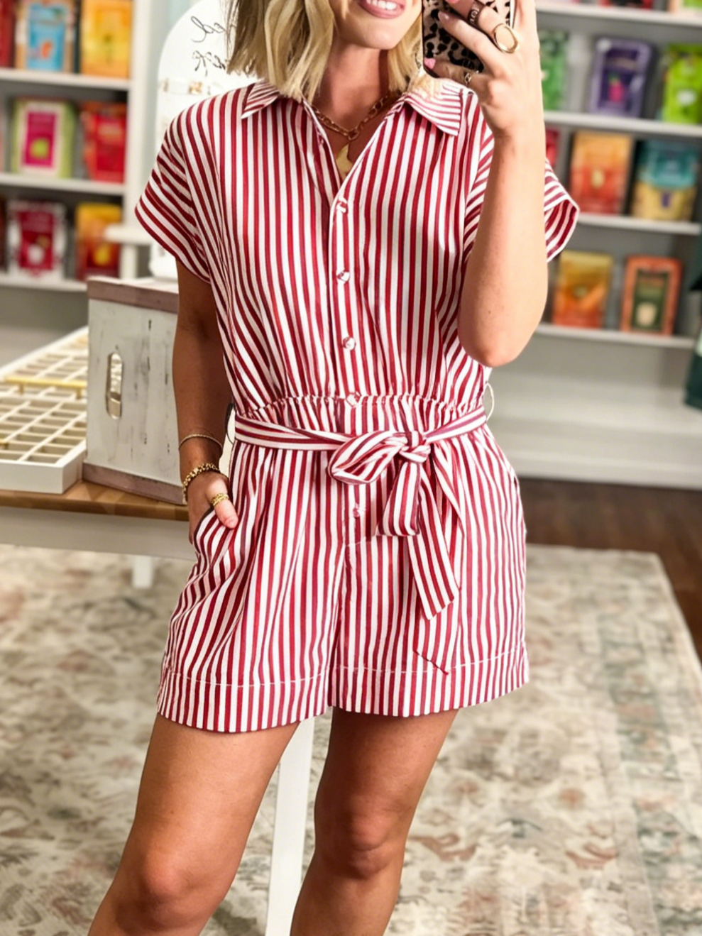 Women's Summer Striped One-Piece Shorts Set