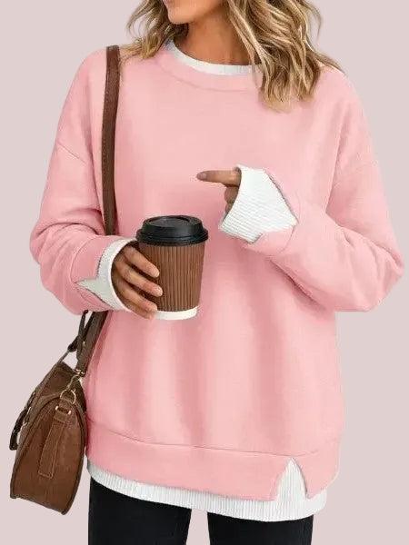 Faux Two-Piece Layered Crewneck Sweatshirt