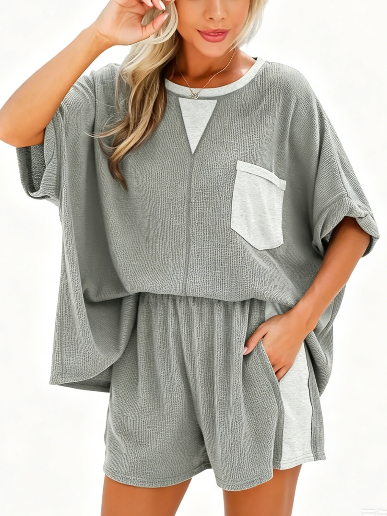 Women’s Relaxed Fit Waffle Two-Piece Outfit