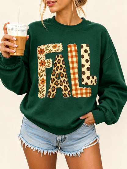 Women's Vintage Fall Letter Print Casual Sweatshirt