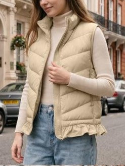 Women's Ruffle Hem Puffer Vest