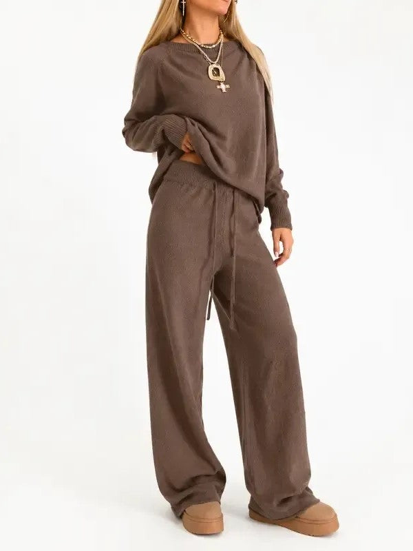 Women Casual Knit Matching Loungewear Set