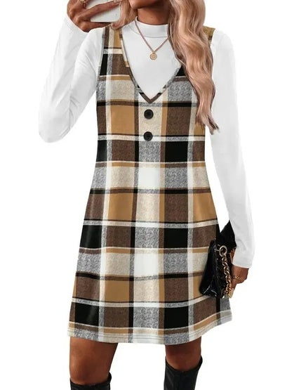 Women 's V Neck Sleeveless A Line Dress Set